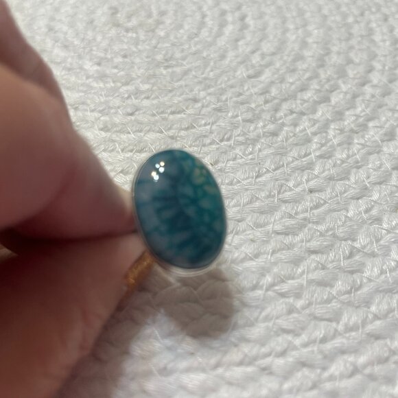 Beautiful GREEN BOTSWANA AGATE Handmade Sterling 925 Ring Size 6.75 #771D - Picture 2 of 3